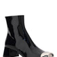 Patent Cap-Toe Ankle Booties - Black