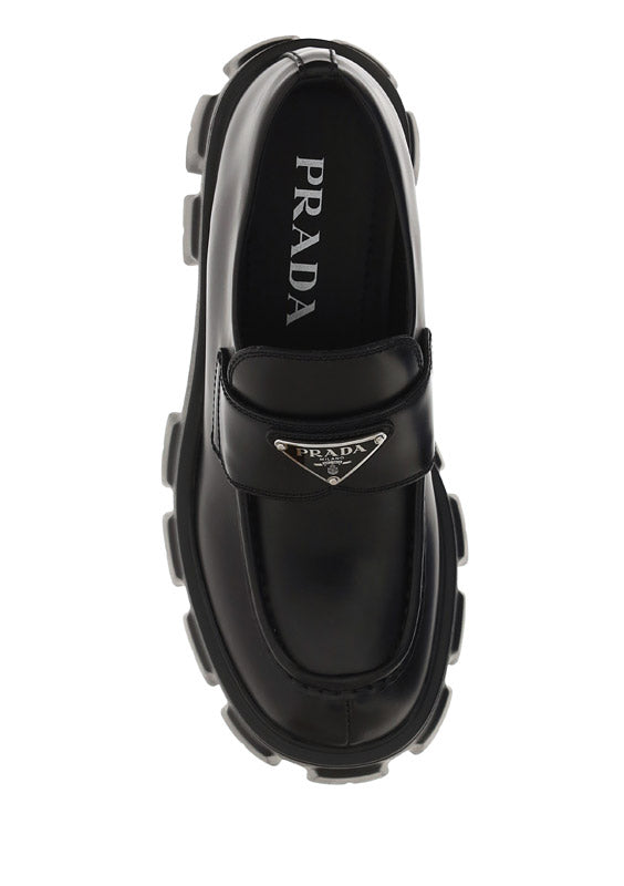 Monolith Brushed Leather Loafers - Black