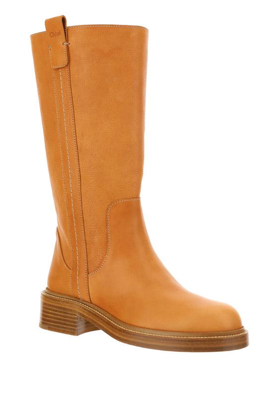 Edith Winter Boot In Vegetal Calfskin - Tan