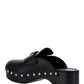 Studded Leather Clogs - Black