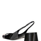 Patent Leather Slingback Pumps - Black.
