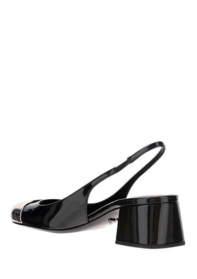 Patent Leather Slingback Pumps - Black.
