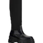 Brushed Leather and Re-Nylon Boots - Black