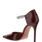 Ursina Crystal Strap Pumps in Patent Leather - Bordeaux