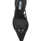 Mesh Fabric Slingback Pumps - Black