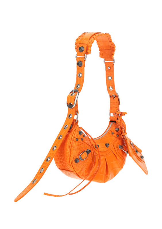 Le Cagole XS Shoulder Bag Crocodile Embossed - Orange