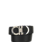 Reversible And Adjustable Gancini Belt - Black \ Navy
