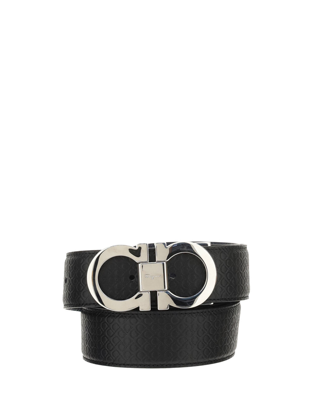 Reversible And Adjustable Gancini Belt - Black \ Navy