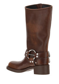 Buckled Knee-high Boots - Brown