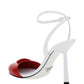 Brushed Leather Pumps - White / Red