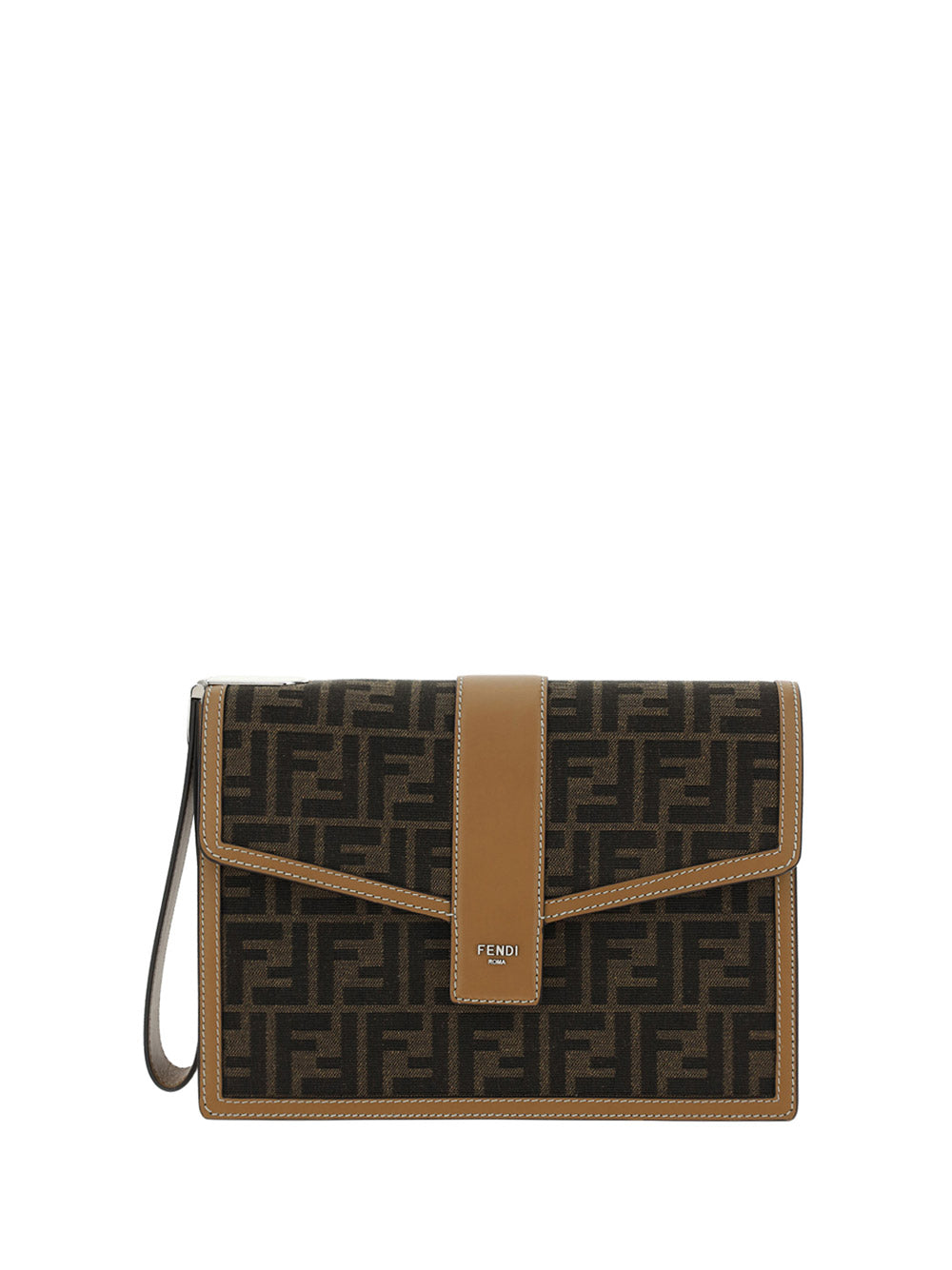 FF Fabric Clutch - Brown