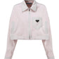 Cropped Organic Denim Jacket - Pale Pink