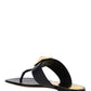 One Stud Calfskin Flat Thong Sandal - Black