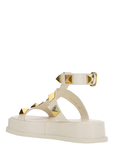 Roman Stud Calfskin Flatform Sandal 40MM - Ivory