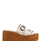 Woody Wedge Mule In Canvas - Ivory