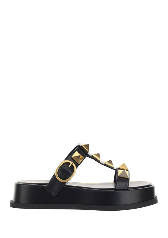 Roman Stud Flatform Sandals - Black