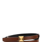 Reversible ONE STUD Belt in Glossy Calfskin - Brown / Black