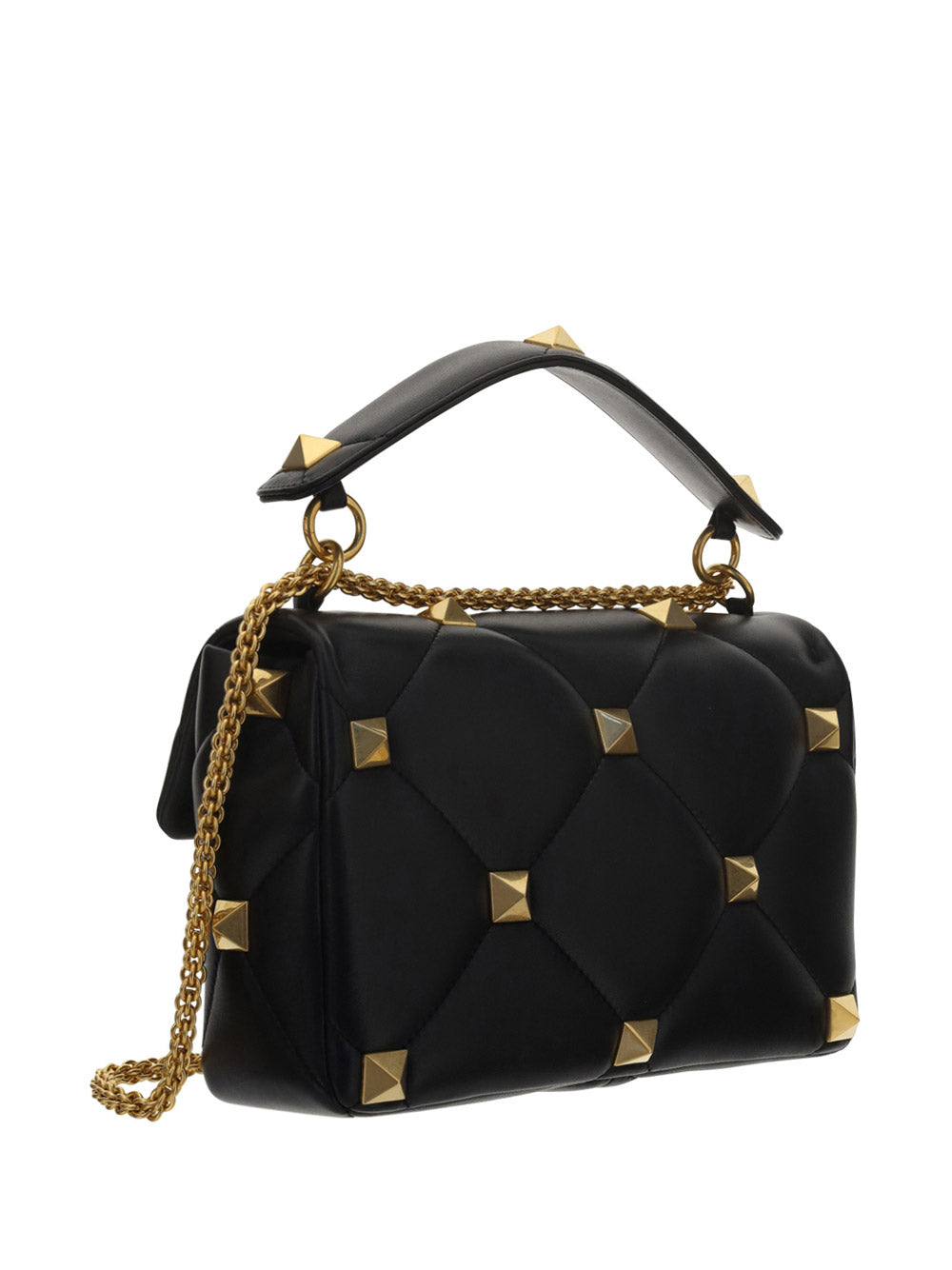 Large Roman Stud the Shoulder Bag in Nappa With Chain - Black