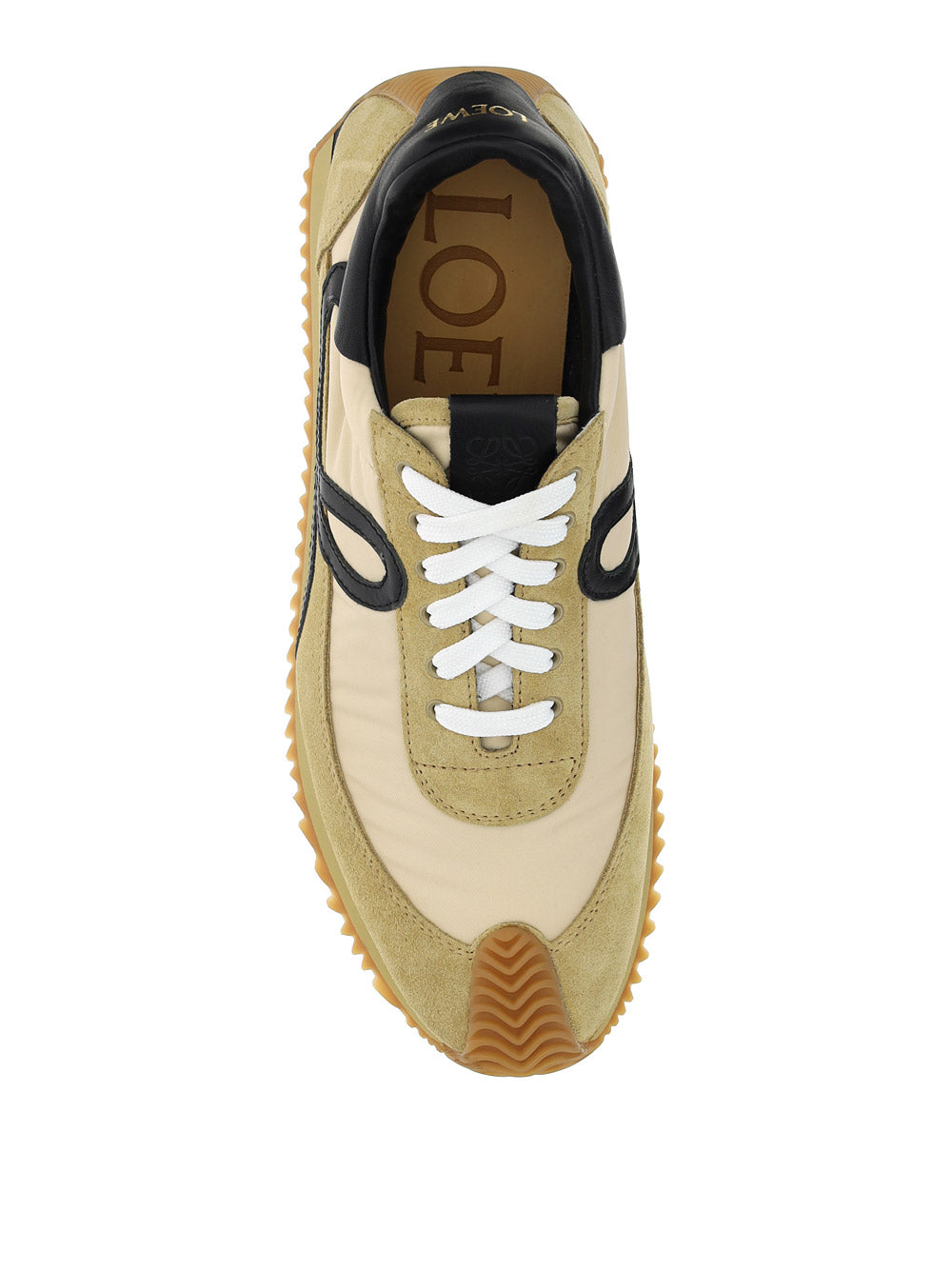 Flow Runner Sneakers in Nylon and Suede - Gold/Black
