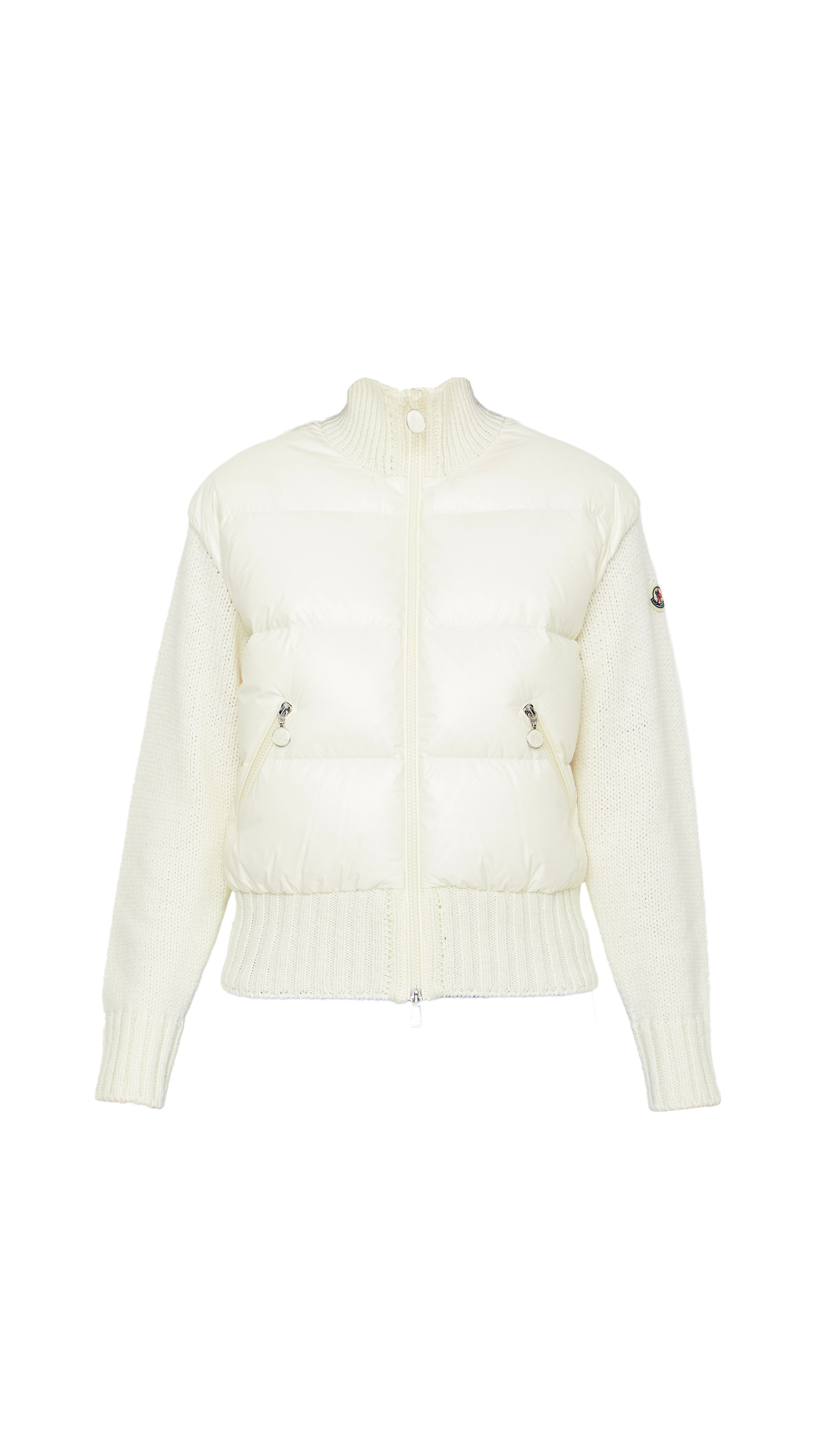 Padded Wool Cardigan - White