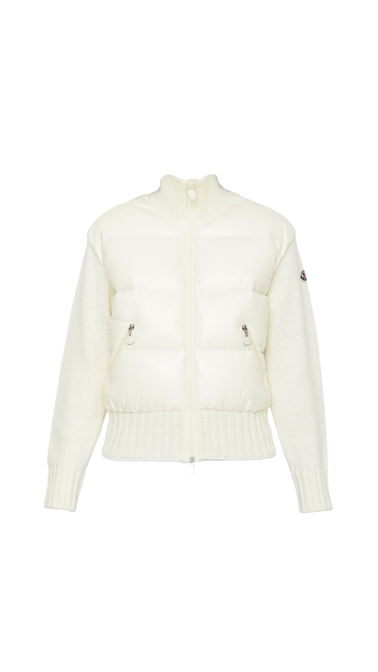 Padded Wool Cardigan - White