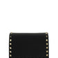 Rockstud Grainy Calfskin Chain Pouch - Black.