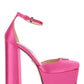 Satin Platform Pumps - Pink