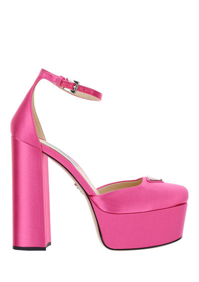 Satin Platform Pumps - Pink