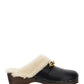 Le Maillon Clogs in Smooth Leather and Shearling - Noir