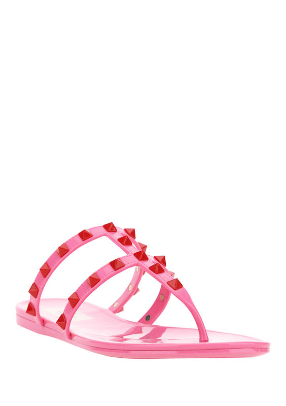 Rockstud Flat Rubber Sandal - Pink.