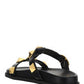 Roman Stud Slide Sandal In Calfskin - Black