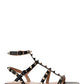 Rockstud Flat Calfskin Sandals with Straps - Black