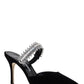 Lutara Velvet Crystal Embellished Mules - Black