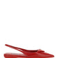Brushed Leather Slingback Ballerinas - Red