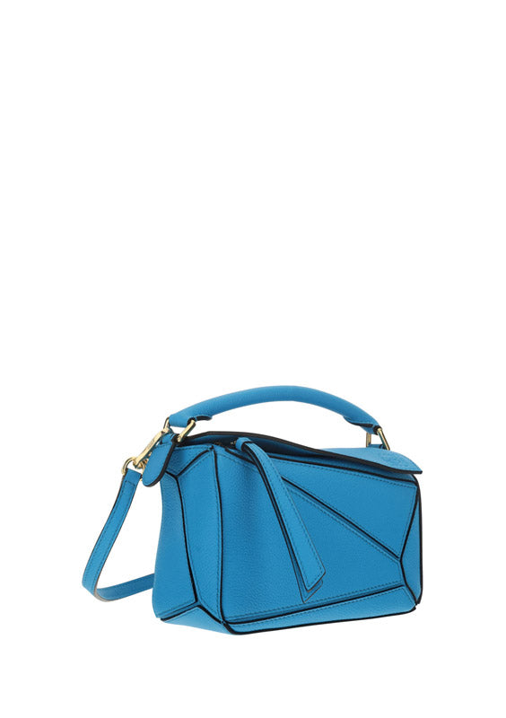 Mini Puzzle Bag in Soft Grained Calfskin - Cyan