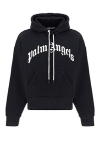 Curved Logo Hoodie - Black White