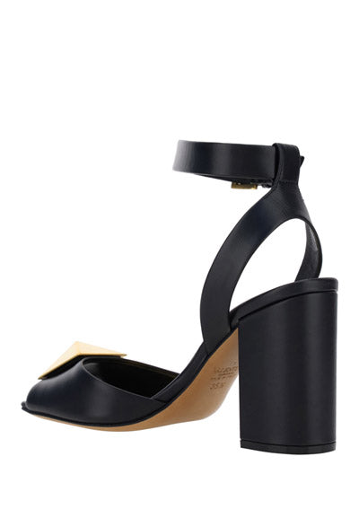 One Stud Calfskin Sandal 90MM - Black