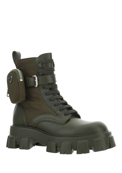 Monolith Leather and Nylon Fabric Boots - Military Green