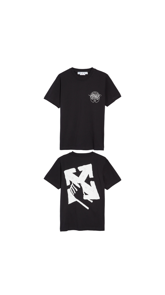 Hand Arrow Slim Fit Cotton Graphic Tee - Black/White