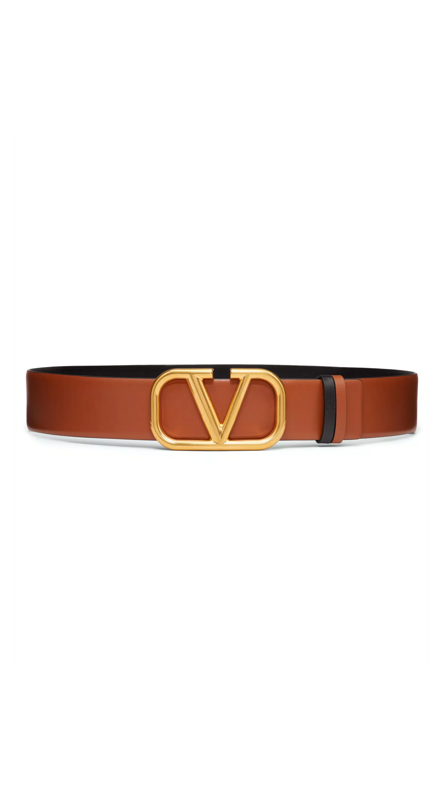 Reversible Vlogo Signature Belt in Glossy Calfskin 40mm - Saddle Brown/Black