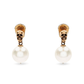 Skull Pearl Drop Earrings - Antique Gold