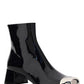 Patent Cap-Toe Ankle Booties - Black