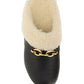Le Maillon Clogs in Smooth Leather and Shearling - Noir