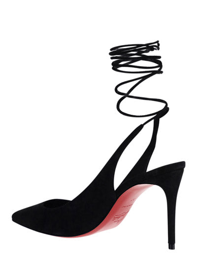 Lace-Up Kate Suede 85 Pumps - Black