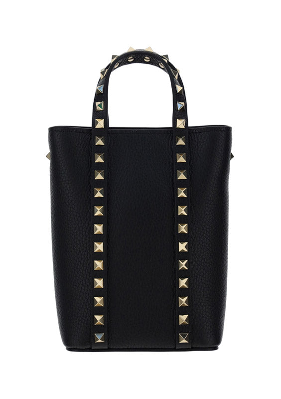Rockstud Calfskin Leather Tote - Black.