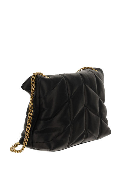Puffer Toy Bag In Quilted Lambskin - Black