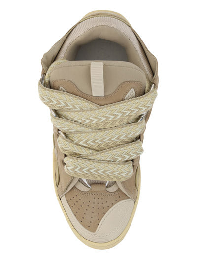 Leather Curb Sneakers - Ecru
