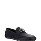 VLogo Signature Driving Shoe in Grainy Calfskin Leather - Black.