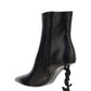 Opyum Booties in Leather with Heel - Black