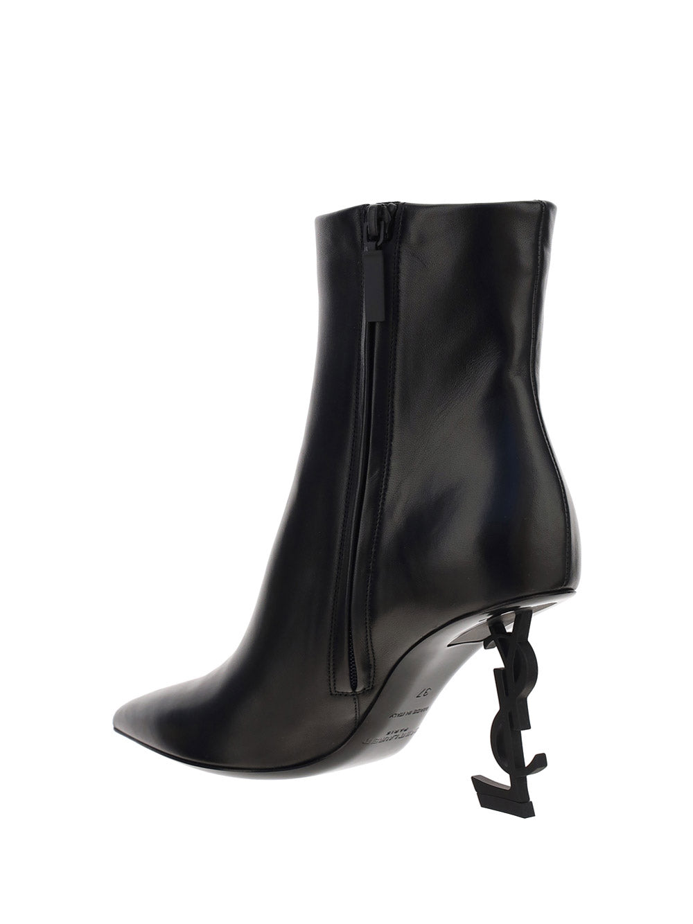 Opyum Booties in Leather with Heel - Black